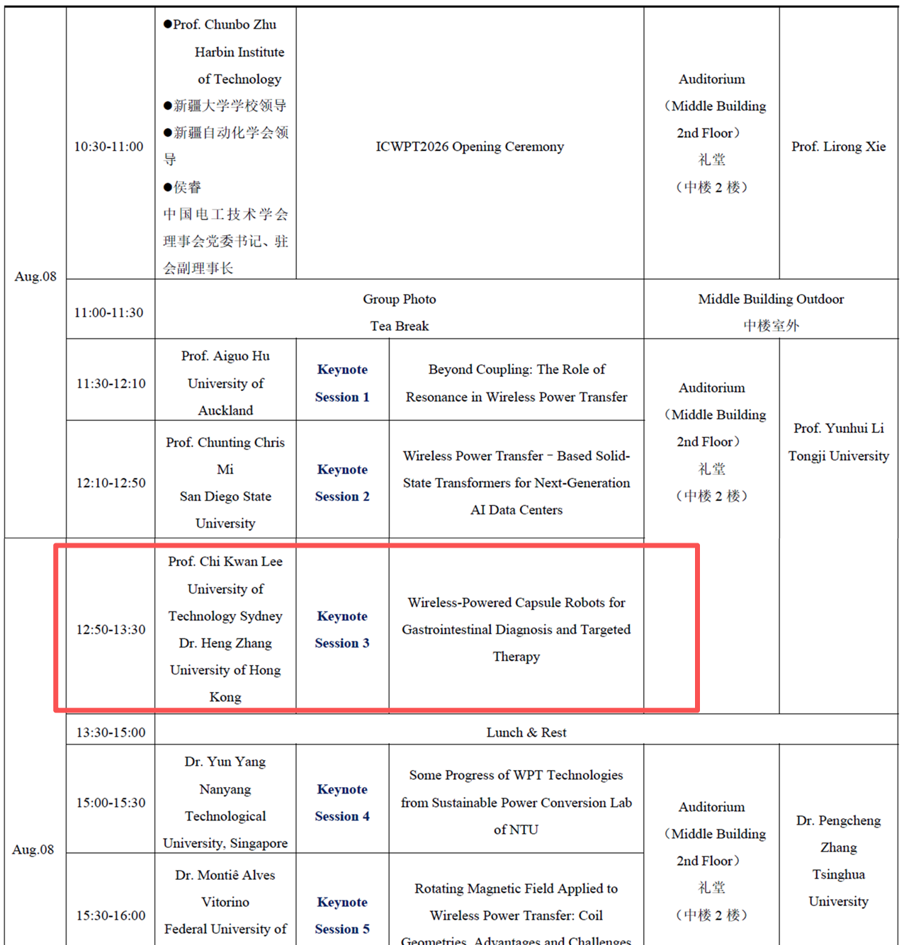 Conference schedule and keynote info